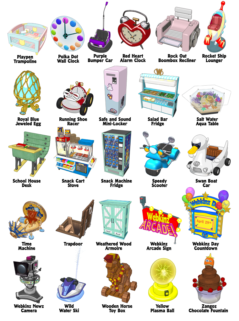 Webkinz online virtual items DELUXE FUN TO BE YOUNG THEME complete set 12 pieces 